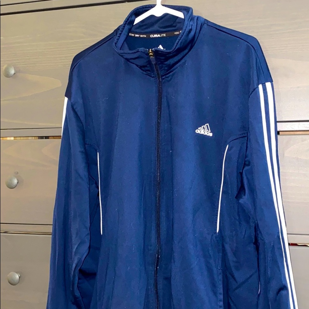 Adidas 2XL Climalite zip track jacket - navy blue